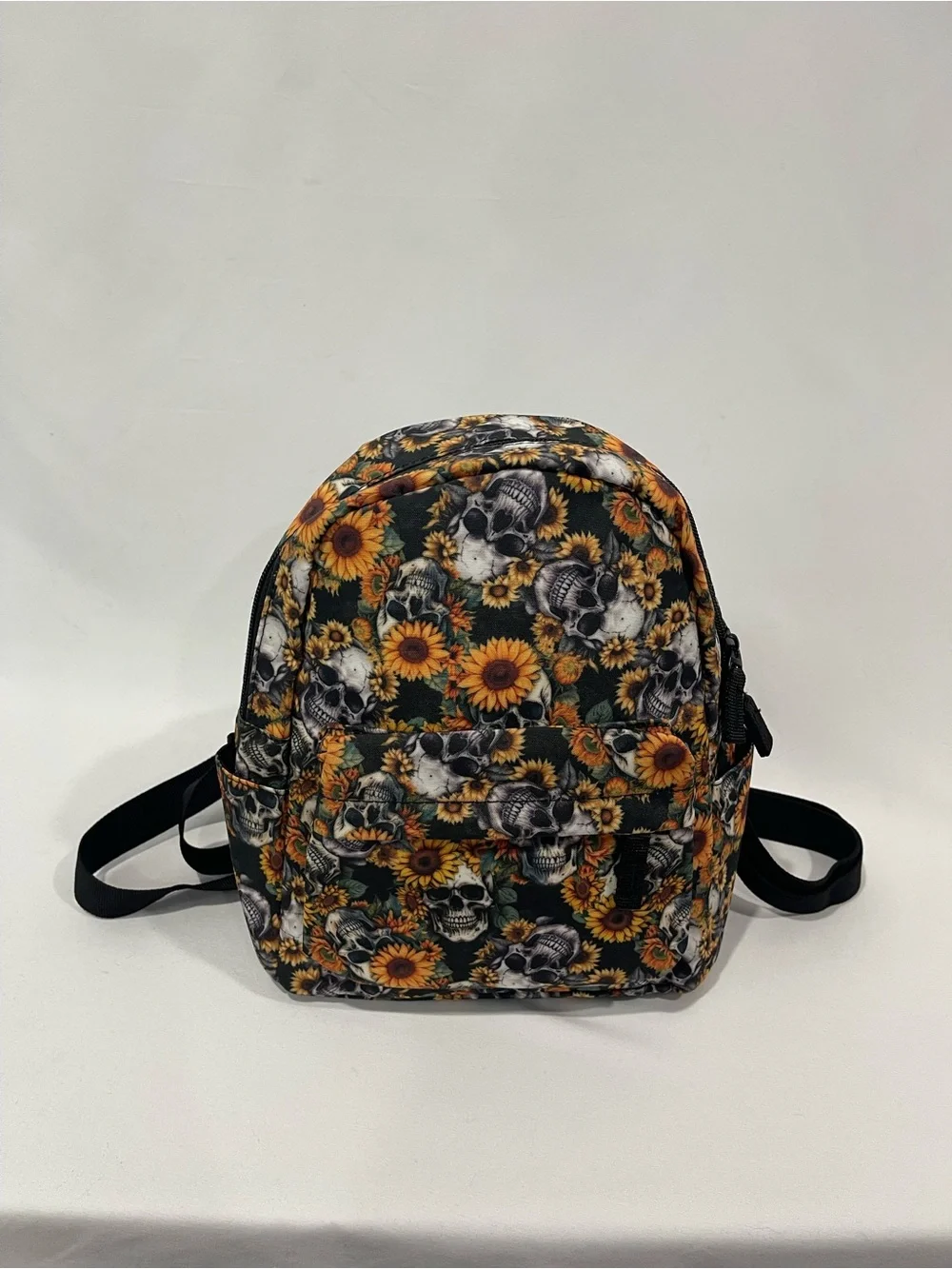 Sunflower Skull Print Mini Backpack